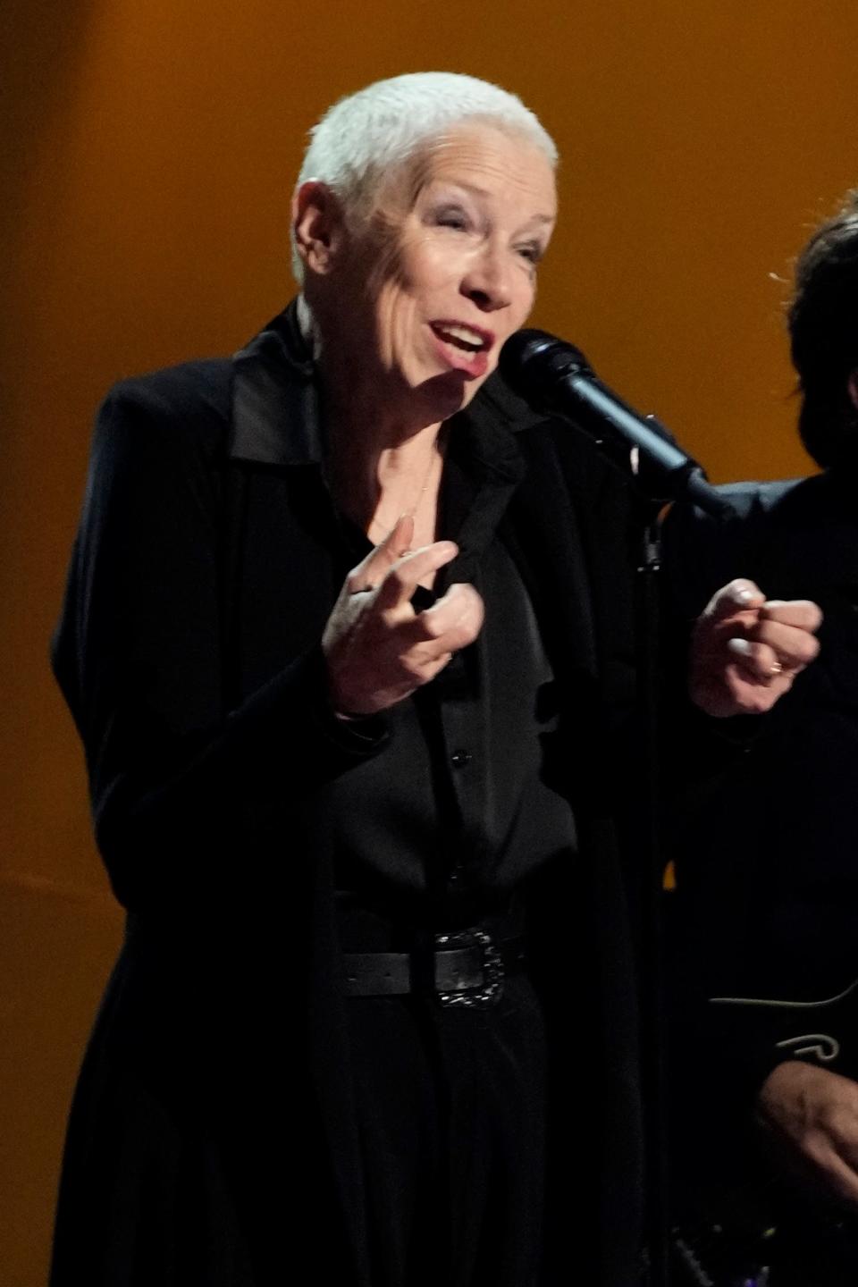 Annie Lennox performs during the Sinead O'Connor In Memoriam segment during the Grammys on Feb. 4, 2024.