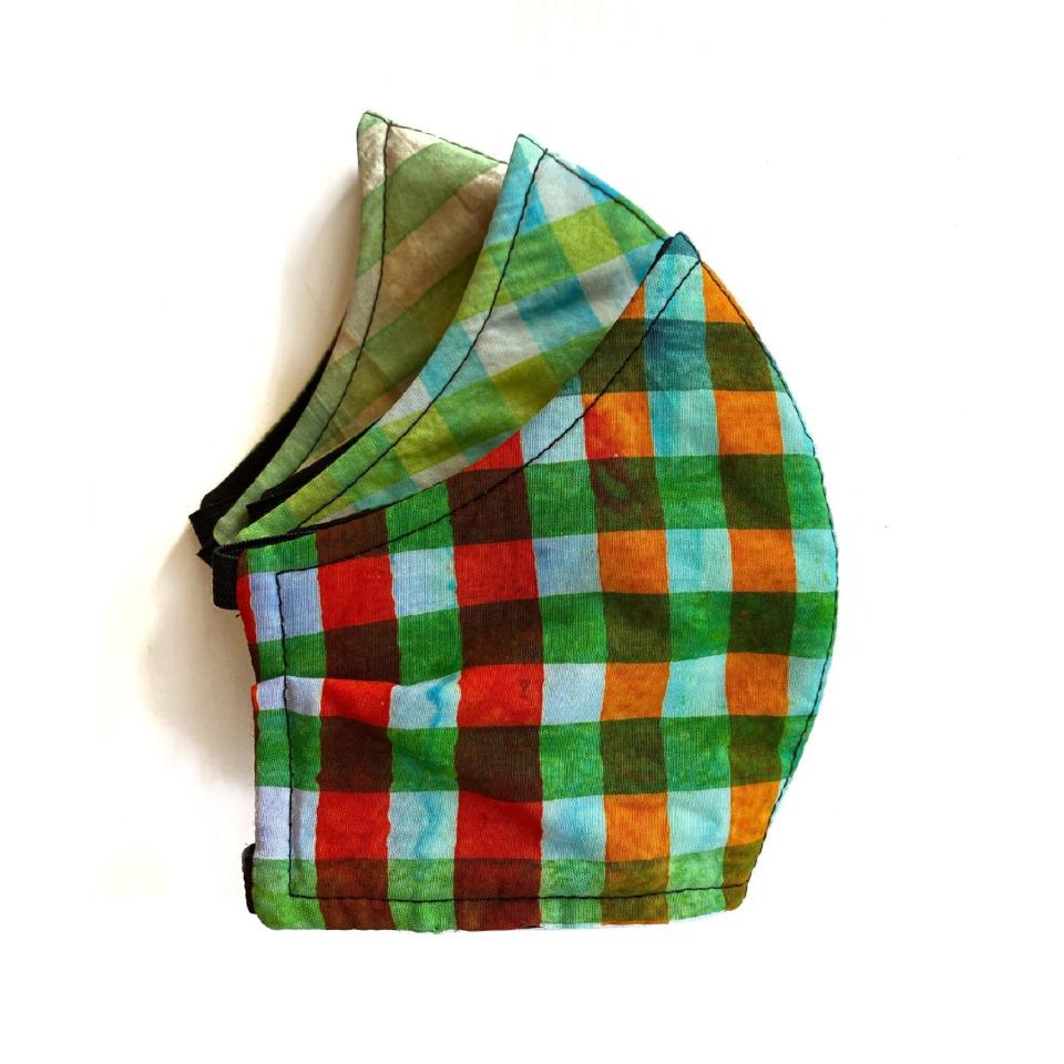 10) Watercolor Gingham Face Mask