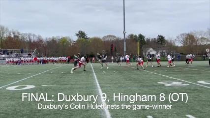 VIDEO: Hulett, Wien win it for Duxbury High boys lacrosse in rivalry clash vs. Hingham