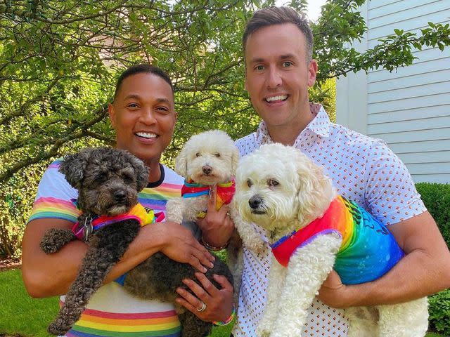 <p>Don Lemon Instagram</p> Don Lemon (left), Tim Malone and their three rescue dogs