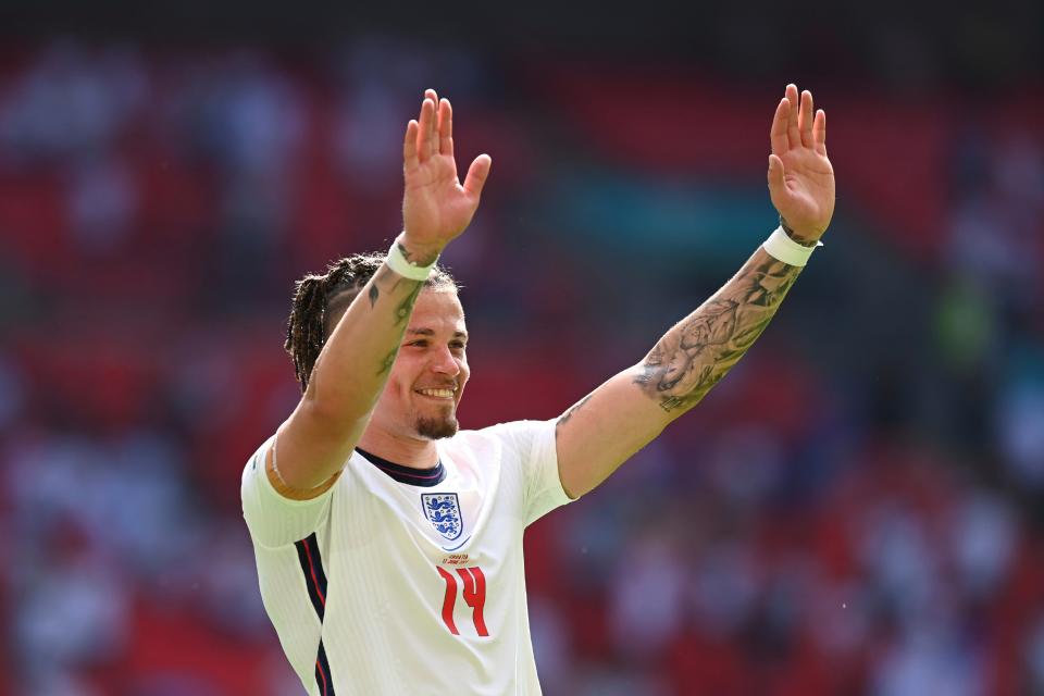 England's Kalvin Phillips celebrates (AP)