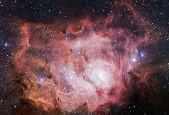 The Lagoon Nebula glows pink. Image released Jan. 22, 2014.