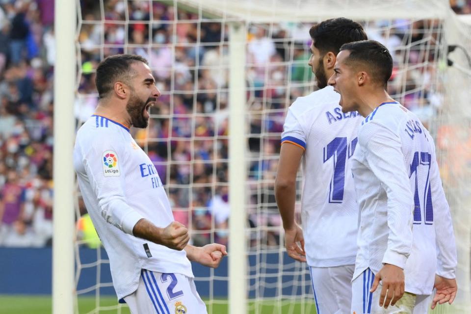 Lucas Vazquez celebrates scoring Madrid’s second goal (Getty)