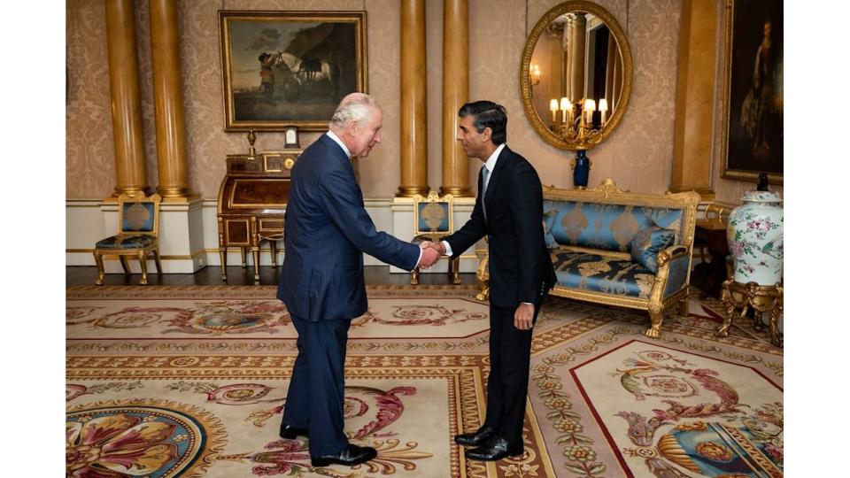 The monarch welcomed the Prime Minister to Buckingham Palace in October 2022. Rishi Sunak told the King "the country is behind you", following his cancer diagnosis