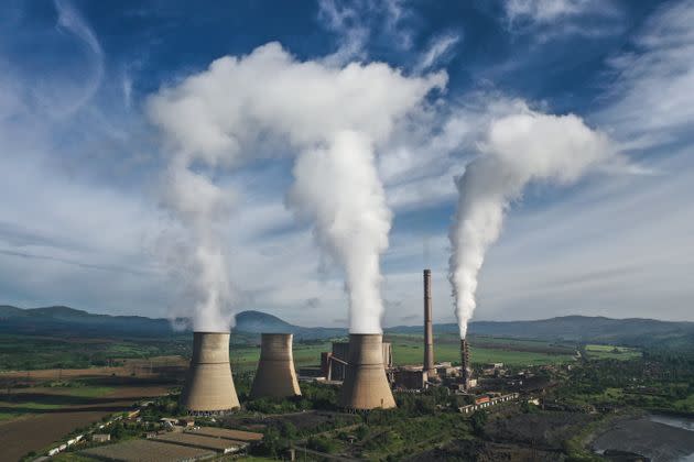 Aerial photography of thermal power plant smoke disposal (Photo: ArtistGNDphotography via Getty Images)