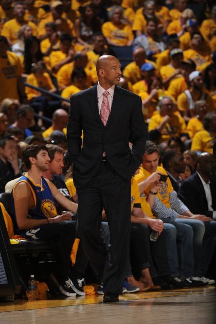 Monty Williams coaches the New Orleans Pelicans during Game 1 of the first round of the 2015 NBA playoffs. (AP)