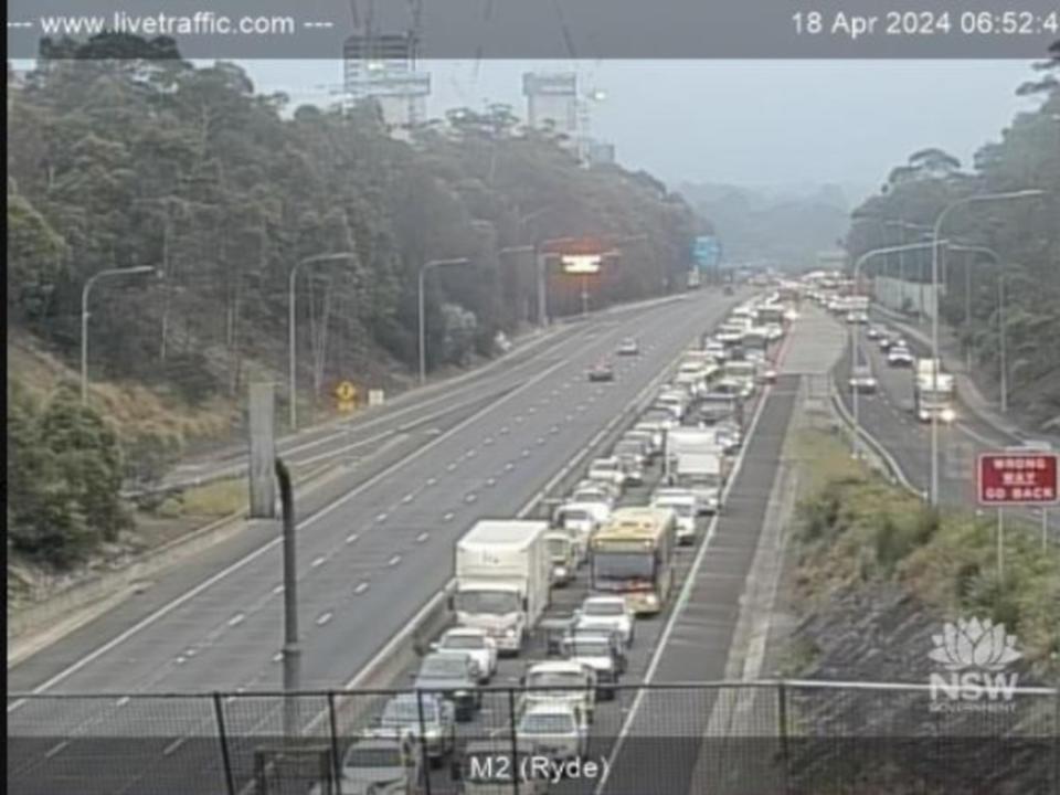 The Lane Cove Tunnel was closed because of a truck fire. Picture: Live traffic