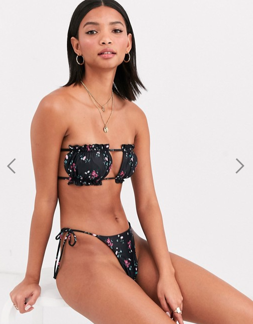 Woman wearing a two piece ASOS bikini