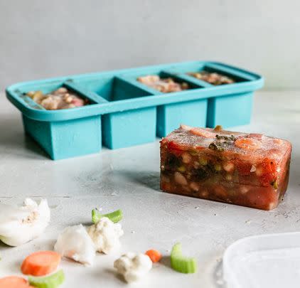 Store leftover sauces and broths in these large silicone freezer trays