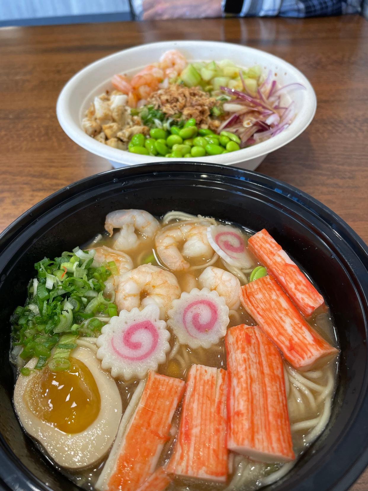 Sweet Retreat in Alcoa offers poke and ramen bowls on the savory side and ice cream and boba teas on the sweet side. Pictured is the miso-based bowl with shrimp and crabmeat.