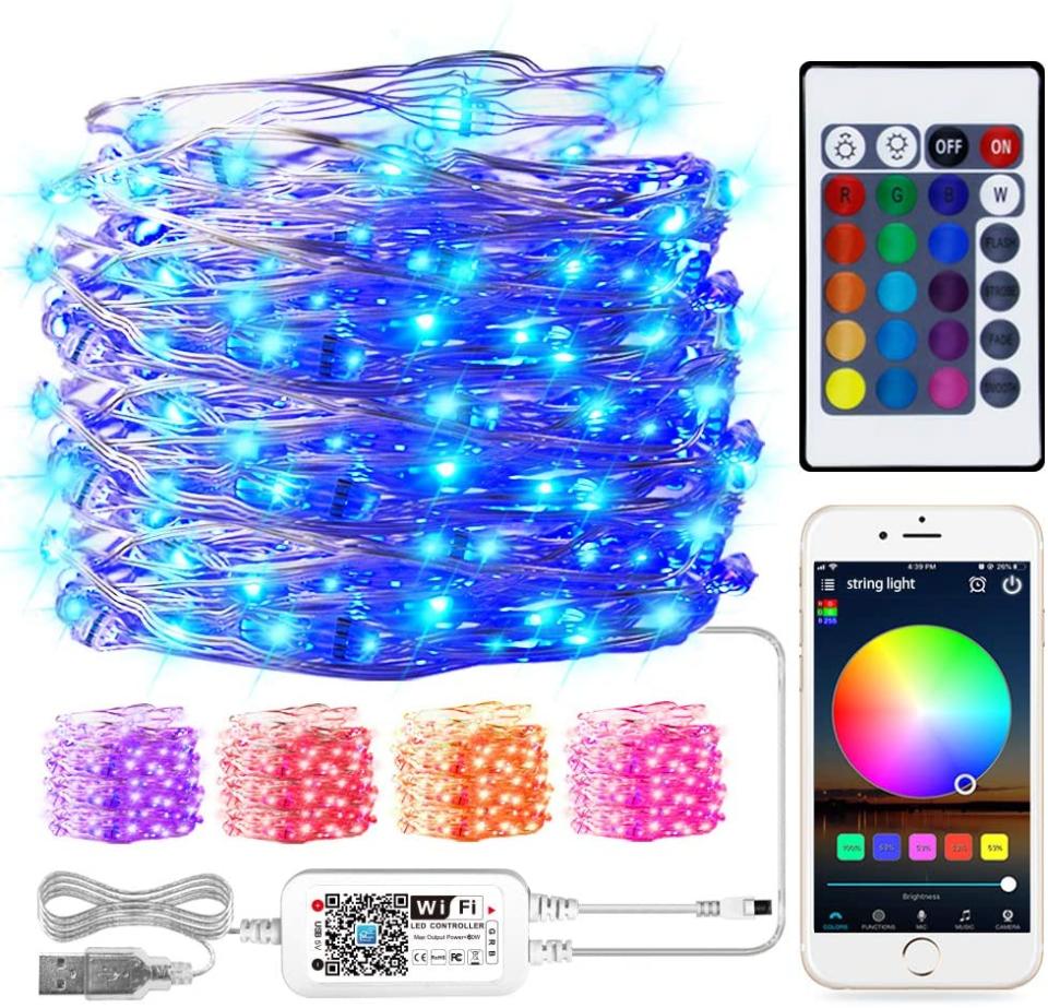 Smart WiFi Control RGB String Light, 32.8ft/10M 100LED USB Copper Wire Lights - $27.99 Photo: Amazon 