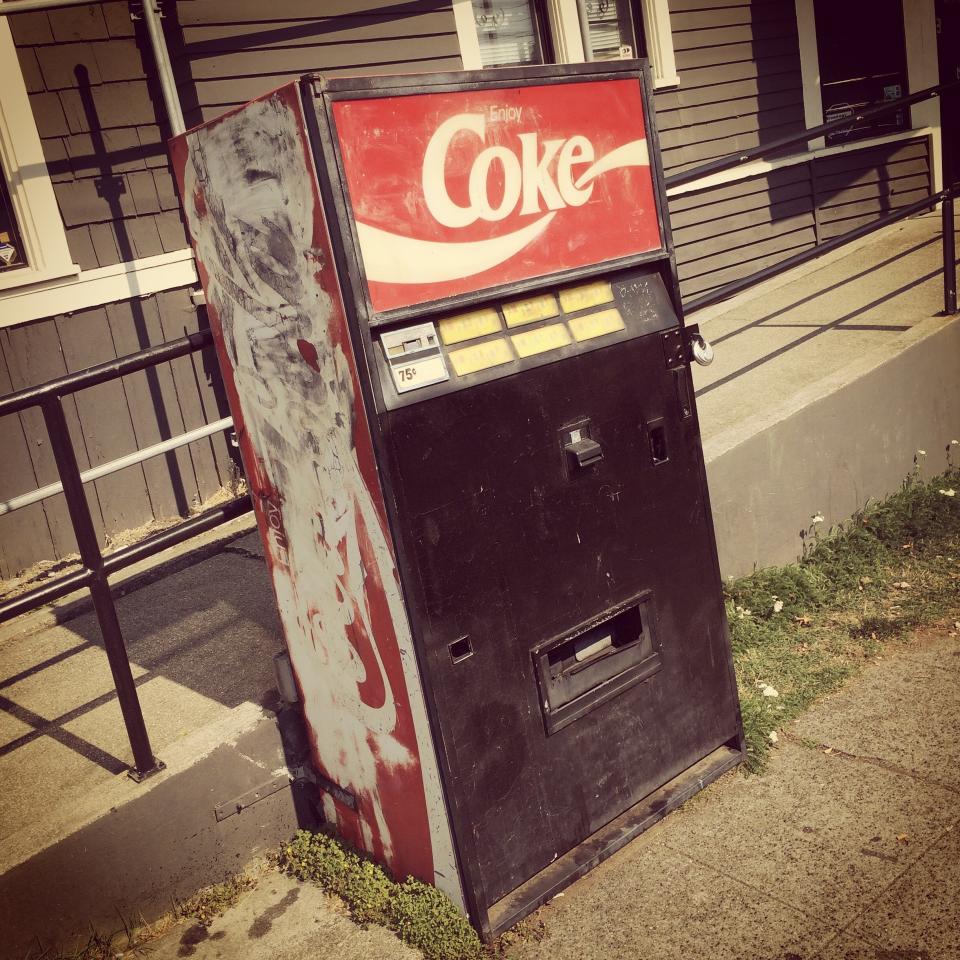 The vintage Coca-Cola machine