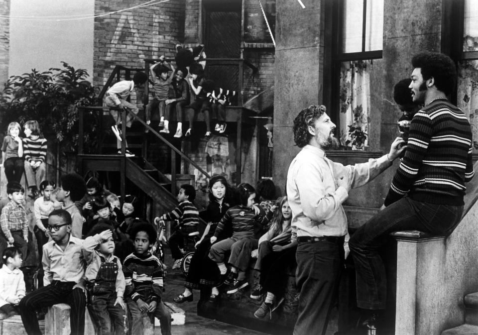 Executive producer Jon Stone and Rev. Jesse Jackson on-set on <em>Sesame Street</em> in 1972.<span class="copyright">Everett Collection</span>