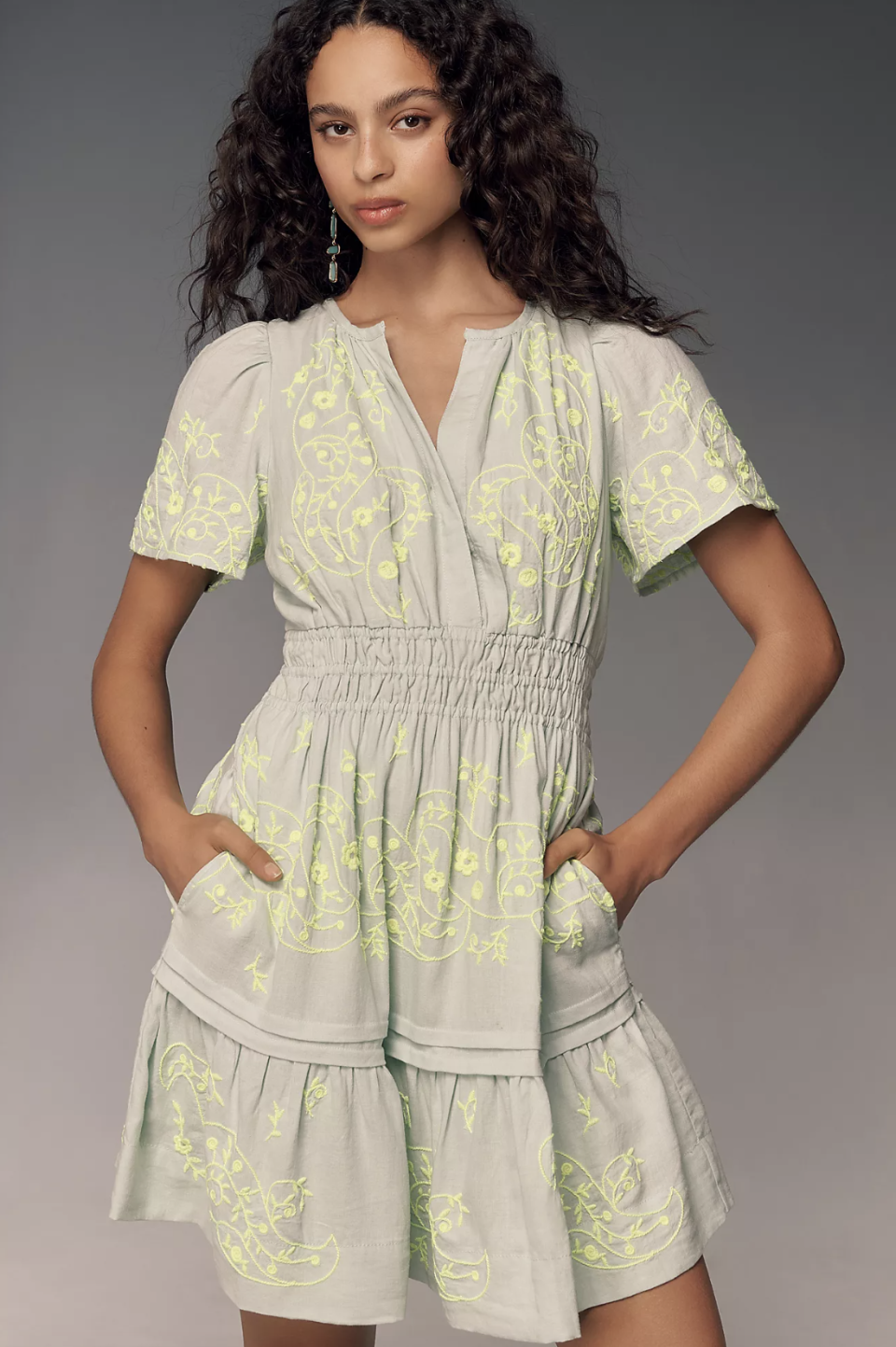 The Somerset Mini Dress: Embroidered Linen Edition (Photo via Anthropologie)