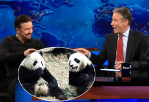 The Daily Show, Ricky Gervais and Jon Stewart  | Photo Credits: Comedy Central