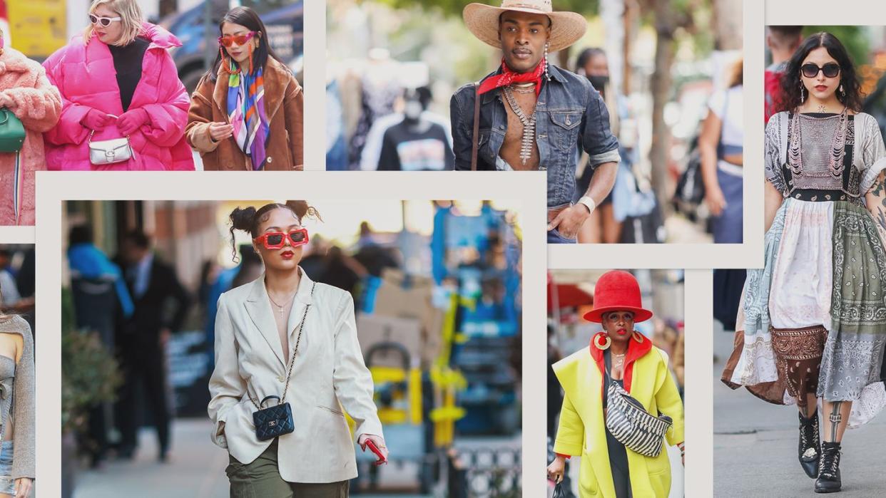 a collage of street style photos