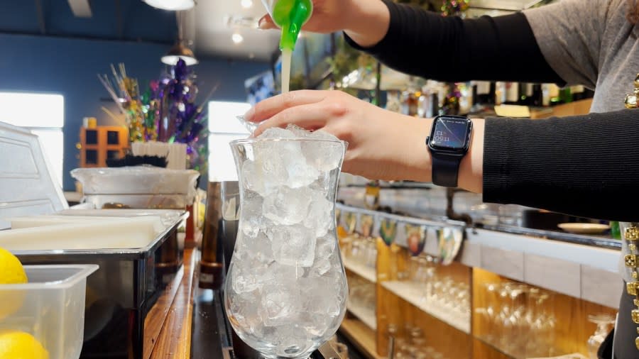 For some customers, they ordered signature Mardi Gras cocktails to enjoy with lunch.