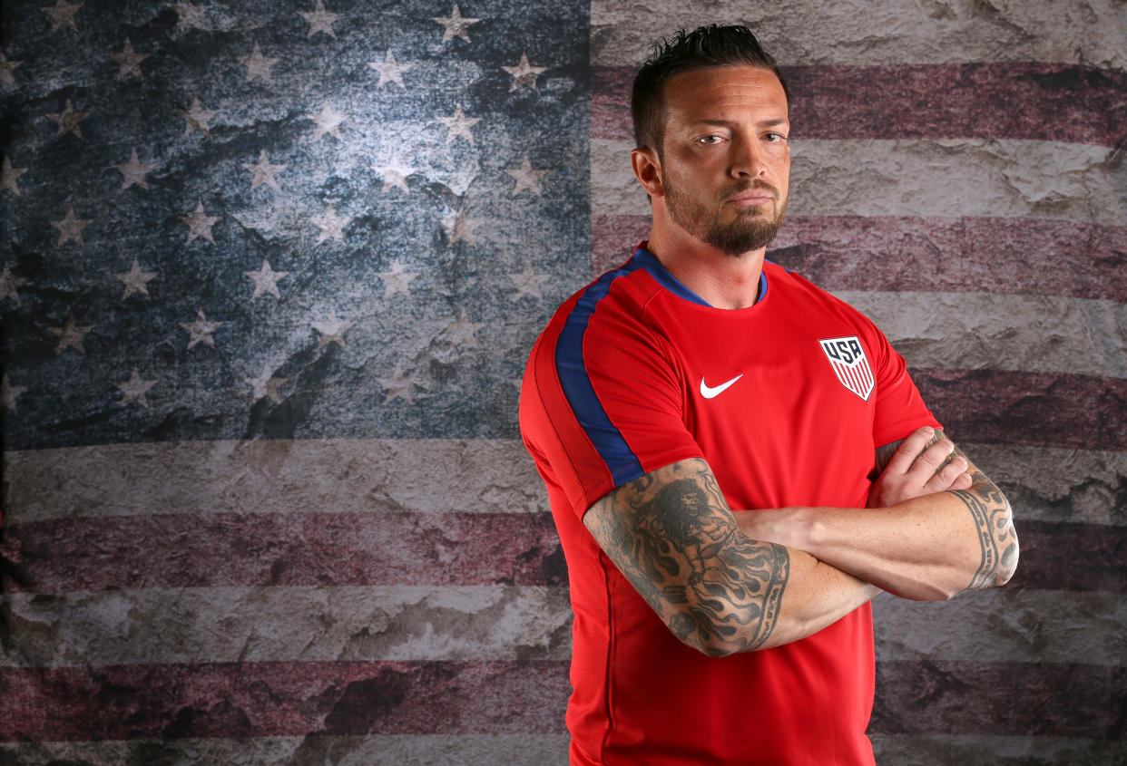 BEVERLY HILLS, CA - MARCH 09:  Paralympic soccer player Seth Jahn poses for a portrait at the 2016 Team USA Media Summit at The Beverly Hilton Hotel on March 9, 2016 in Beverly Hills, California.  (Photo by Sean M. Haffey/Getty Images)