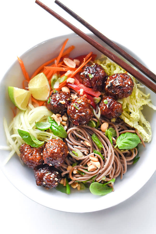 <strong>Get the <a href="https://www.foodiecrush.com/soba-noodles-sriracha-meatballs/" target="_blank">Soba Noodles with Sriracha Meatballs recipe</a>&nbsp;from&nbsp;Foodie Crush</strong>