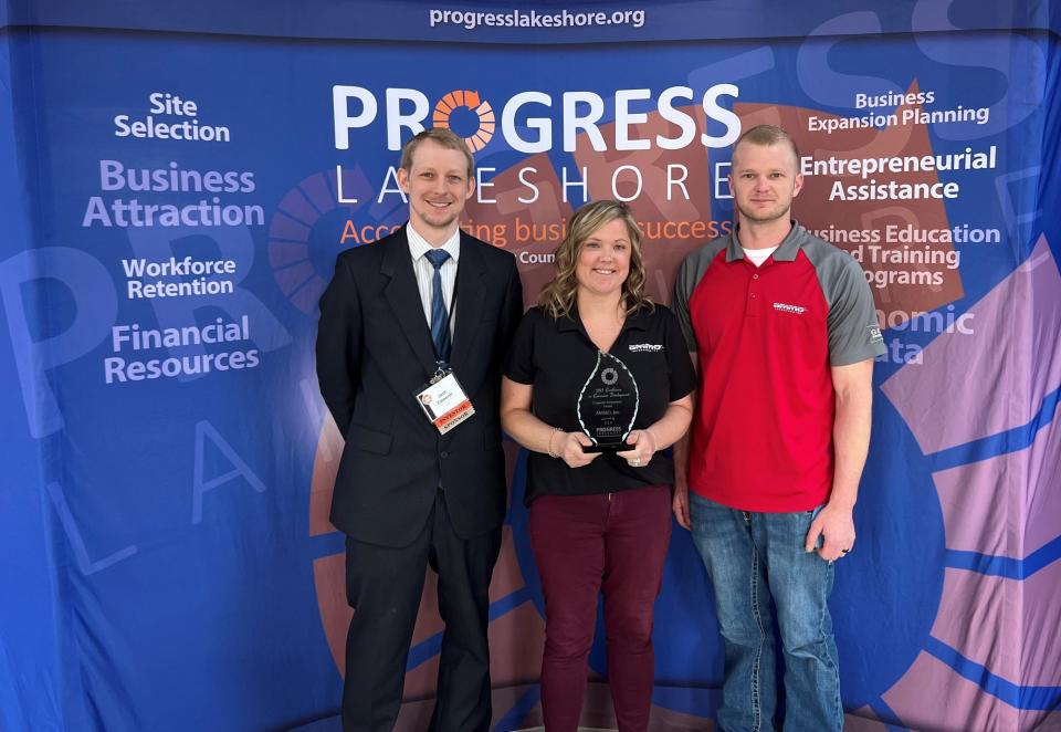 AMMO, Inc., collects its Corporate Investment Award at the 12th annual Progress Lakeshore Excellence in Economic Development Awards May 9.