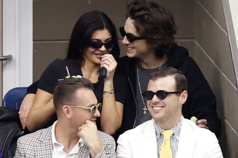 Kylie Jenner and Timothee Chalamet watch Novak Djokovic of Serbia play Daniil Medvedev of Russia in the Men's Final match in Arthur Ashe Stadium at the 2023 US Open Tennis Championships at the USTA Billie Jean King National Tennis Center in New York City on September 10. File Photo by Corey Sipkin/UPI