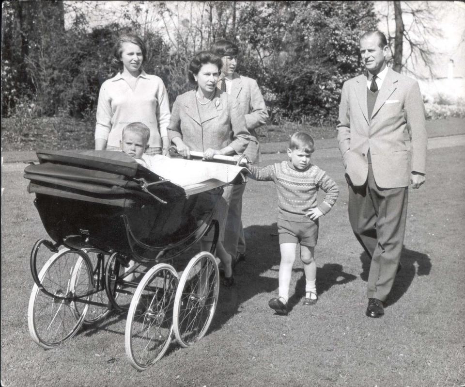 The Queen and Duke of Edinburgh with their family in the grounds of Frogmore, Windsor, 1965 (PA)