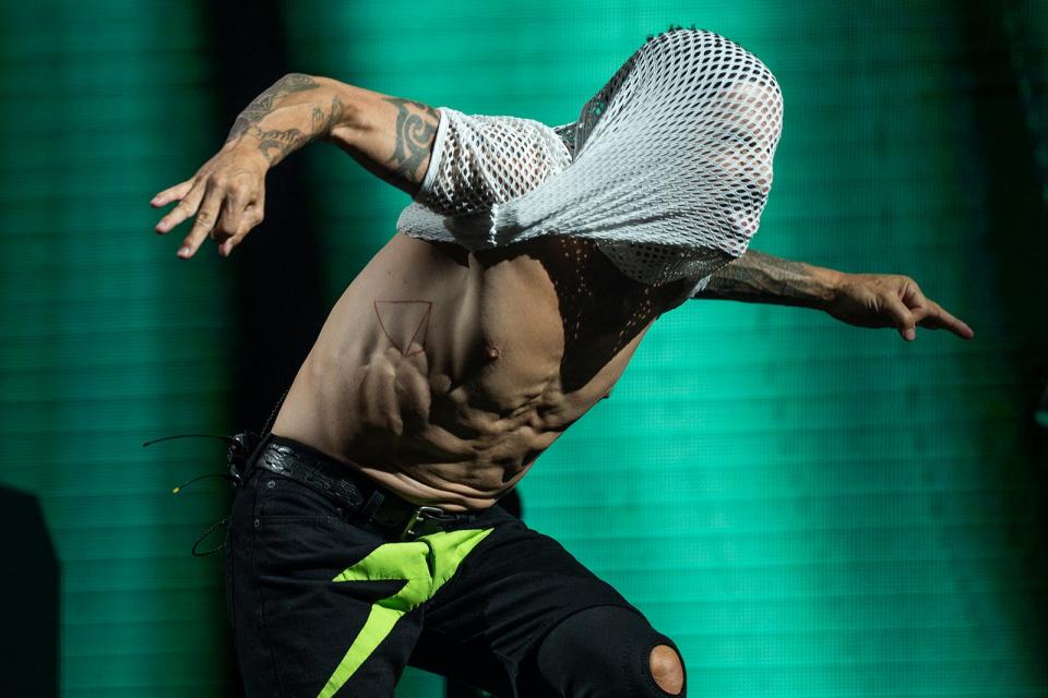 Anthony Kiedis of Red Hot Chili Peppers performs during Austin City Limits Music Festival on Sunday.