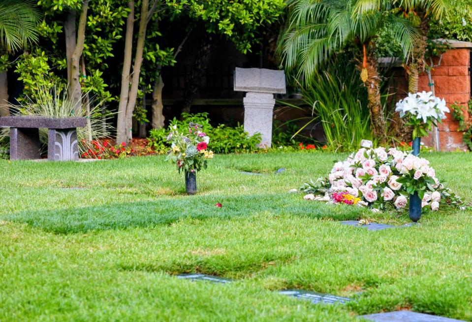 Flowers placed at Richard Simmons final resting place