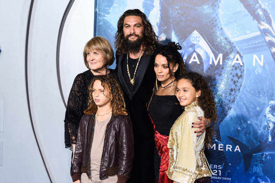 Bonet and family attend the premiere of "Aquaman," starring husband Jason Momoa, on Dec. 12, 2018, in Hollywood, California. (Photo: Presley Ann via Getty Images)