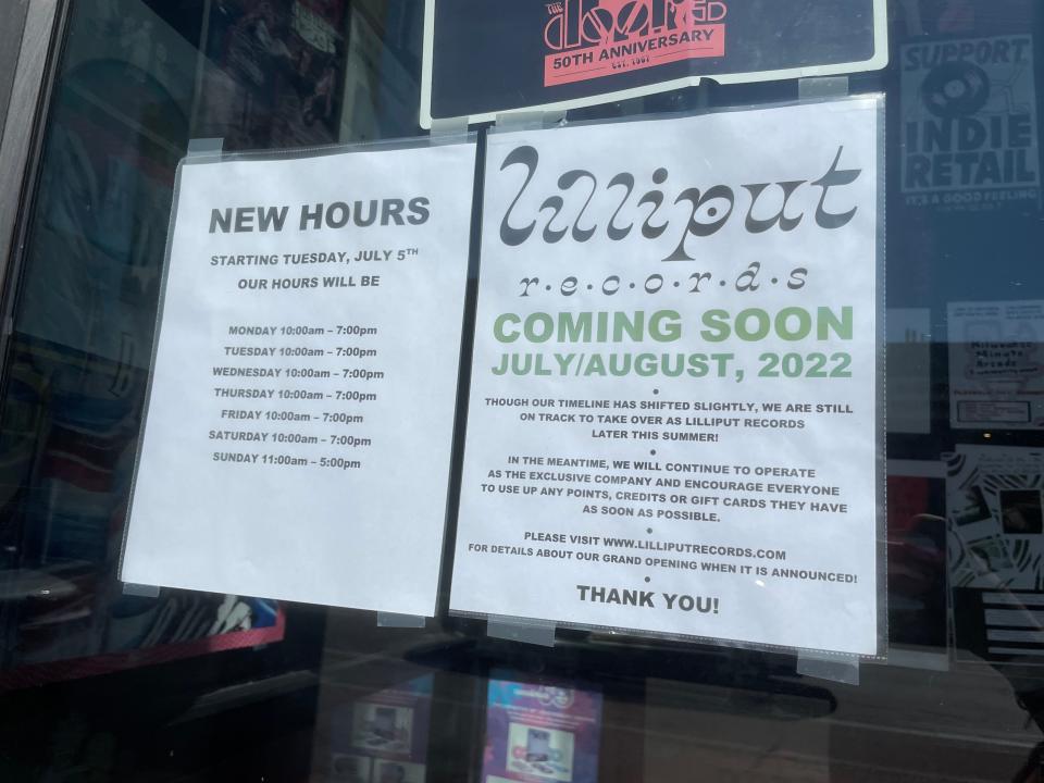 Lilliput Records is expected to open the end of July 2022. Longtime employees of The Exclusive Company purchased this location's inventory and building after the company announced its closing.