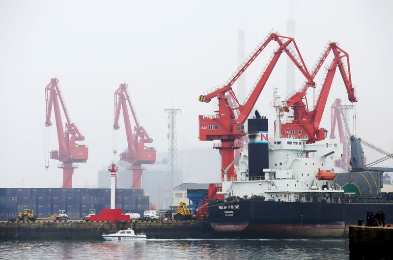 FILE PHOTO: A crude oil tanker is seen at Qingdao Port, Shandong province, China