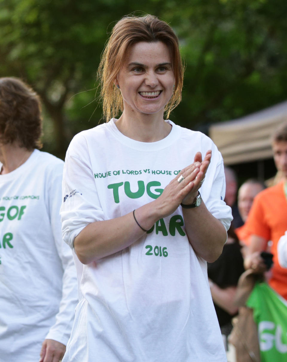 Previously unreleased photo dated 06/06/16 of Labour MP Jo Cox, who died today after being shot and stabbed in the street outside her constituency advice surgery in Birstall, West Yorkshire.