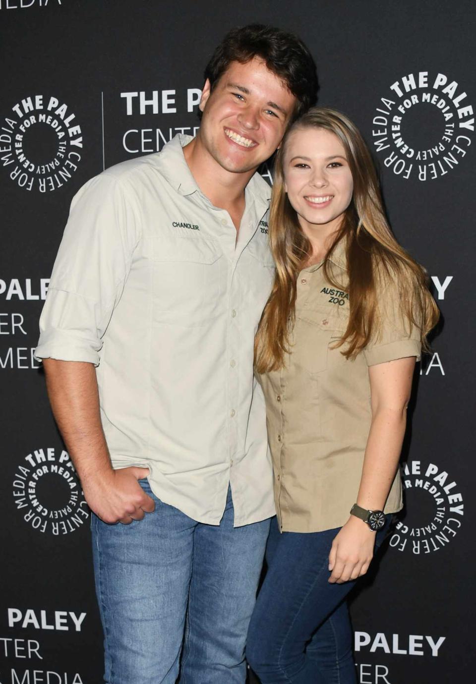 Chandler Powell and Bindi Irwin attend The Paley Center For Media Presents: An Evening With The Irwins: "Crikey! It's The Irwins" Screening And Conversation at The Paley Center for Media on May 03, 2019 in Beverly Hills, California