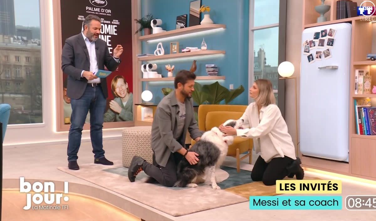 Messi et sa dresseuse Laura Martin Contini sur le plateau de 