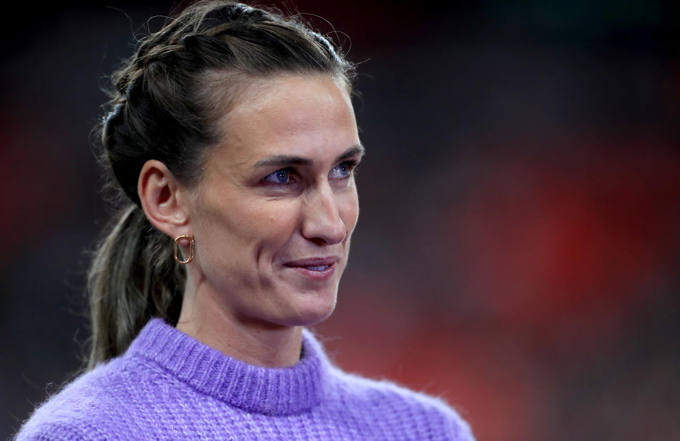 Former England player Jill Scott prior to the international friendly match at Wembley Stadium, London. Picture date: Friday October 7, 2022. (Photo by Bradley Collyer/PA Images via Getty Images)