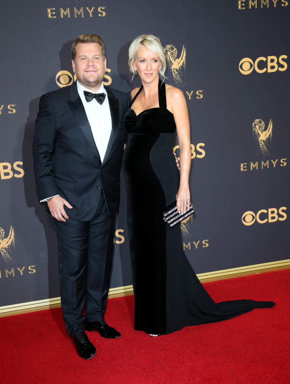 LOS ANGELES, CA - SEPTEMBER 17: TV personality James Corden (L) and producer Julia Carey attend the 69th Annual Primetime Emmy Awards - Arrivals at Microsoft Theater on September 17, 2017 in Los Angeles, California. (Photo by David Livingston/Getty Images)