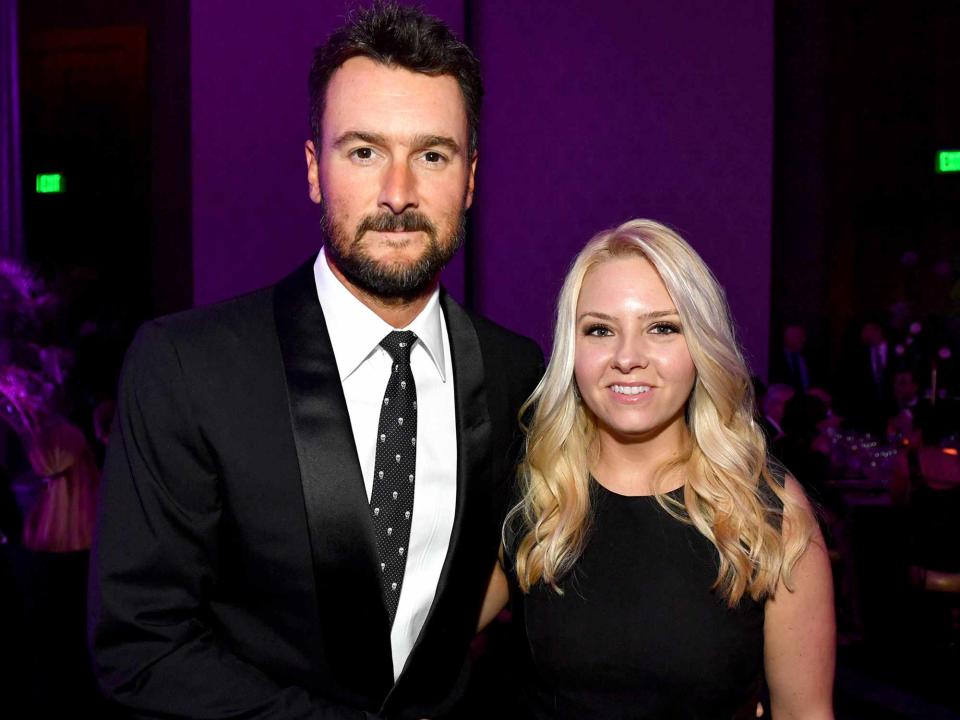 <p>Jason Davis/Getty</p> Eric Church and Katherine Blasingame Church attend Best Cellars Wine Dinner on April 24, 2017 in Nashville, Tennessee.