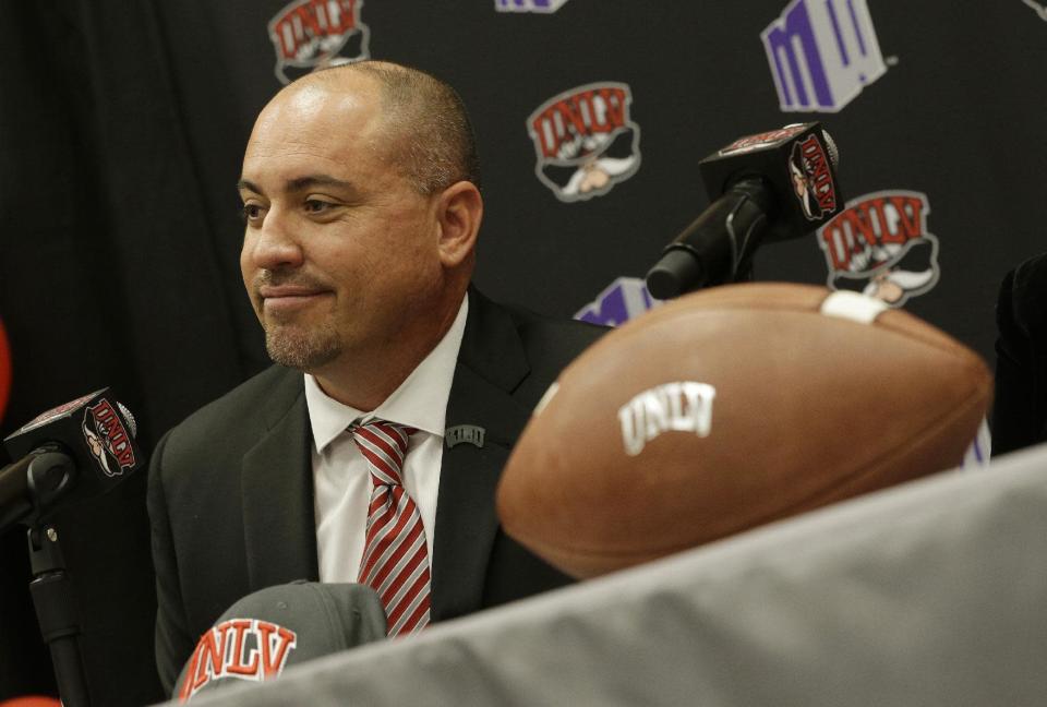 Tony Sanchez speaks during his introductory UNLV press conference. (AP)