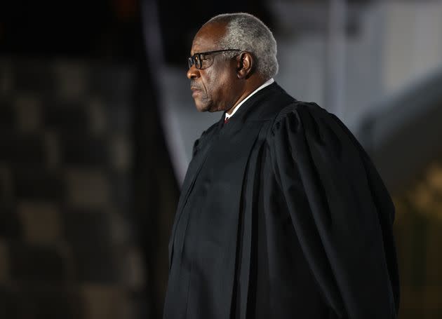 Supreme Court Associate Justice Clarence Thomas attends the ceremonial swearing-in ceremony for Amy Coney Barrett to be the U.S. Supreme Court Associate Justice on the South Lawn of the White House October 26, 2020. (Photo: Tasos Katopodis via Getty Images)