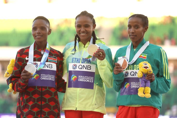 Medalists at the 5000m final at the World Athletics Championships