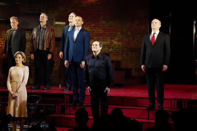 <p>Kristin Callahan/Shutterstock</p> Michael Stuhlbarg (center) performing in the new Broadway show 'Patriots' on Monday
