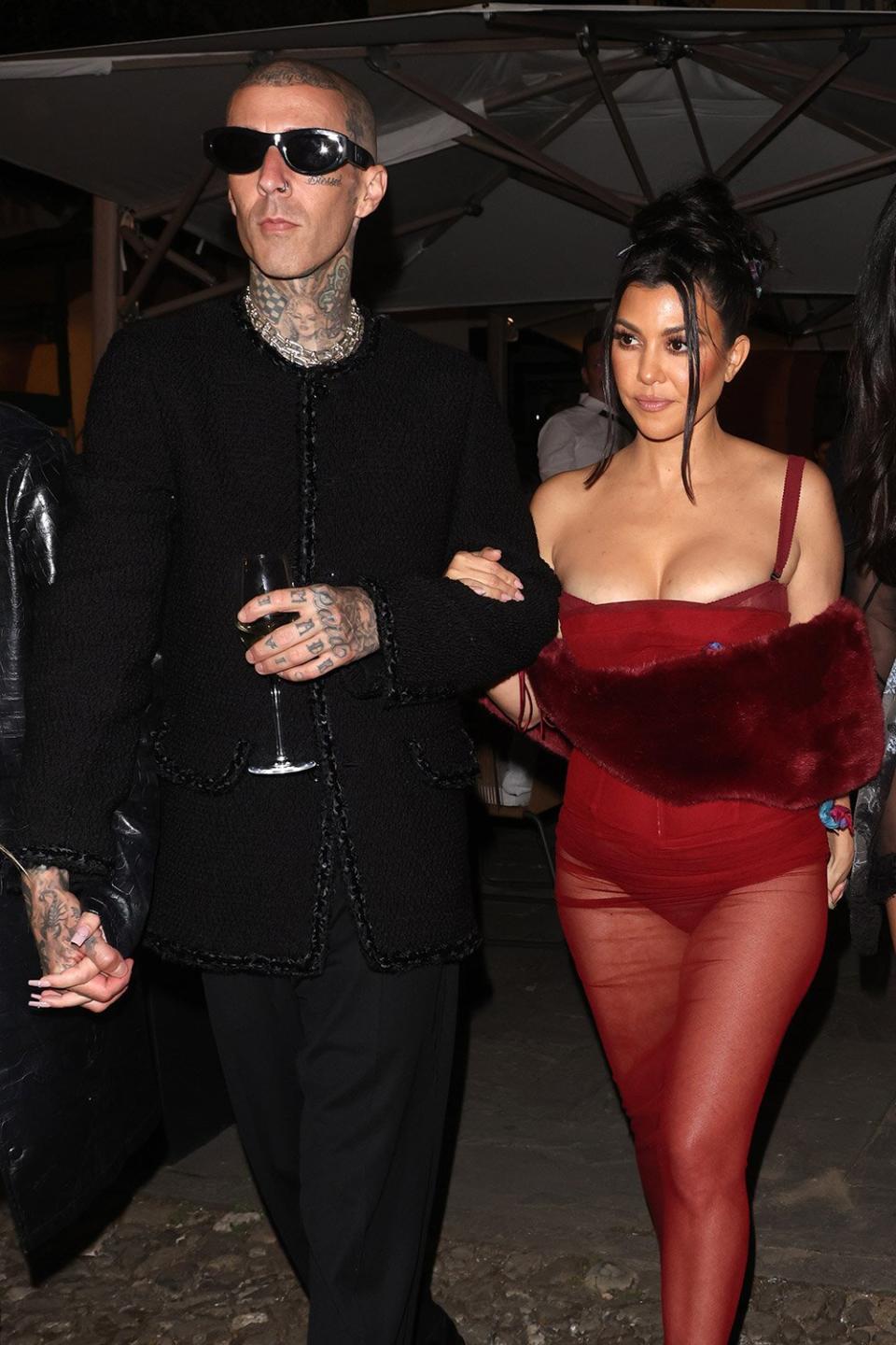 PORTOFINO, ITALY - MAY 20: Travis Barker and Kourtney Kardashian are seen out in Portofino on May 20, 2022 in Portofino, Italy. (Photo by NINO/GC Images)