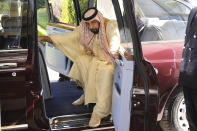 FILE - President of the United Arab Emirates Sheikh Khalifa bin Zayed Al Nahyan arrives at Clarence House in central London, to meet the Prince of Wales on the second day of his State Visit to the UK, Wednesday May 1, 2013. Sheikh Khalifa died Friday, May 13, 2022, the government's state-run news agency announced in a brief statement. He was 73. (AP Photo/ John Stillwell, pool, File)