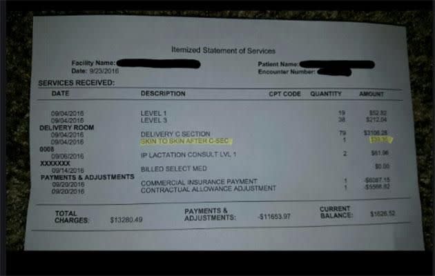 The couple posted an itemized bill to Imgur. Photo: Imgur.
