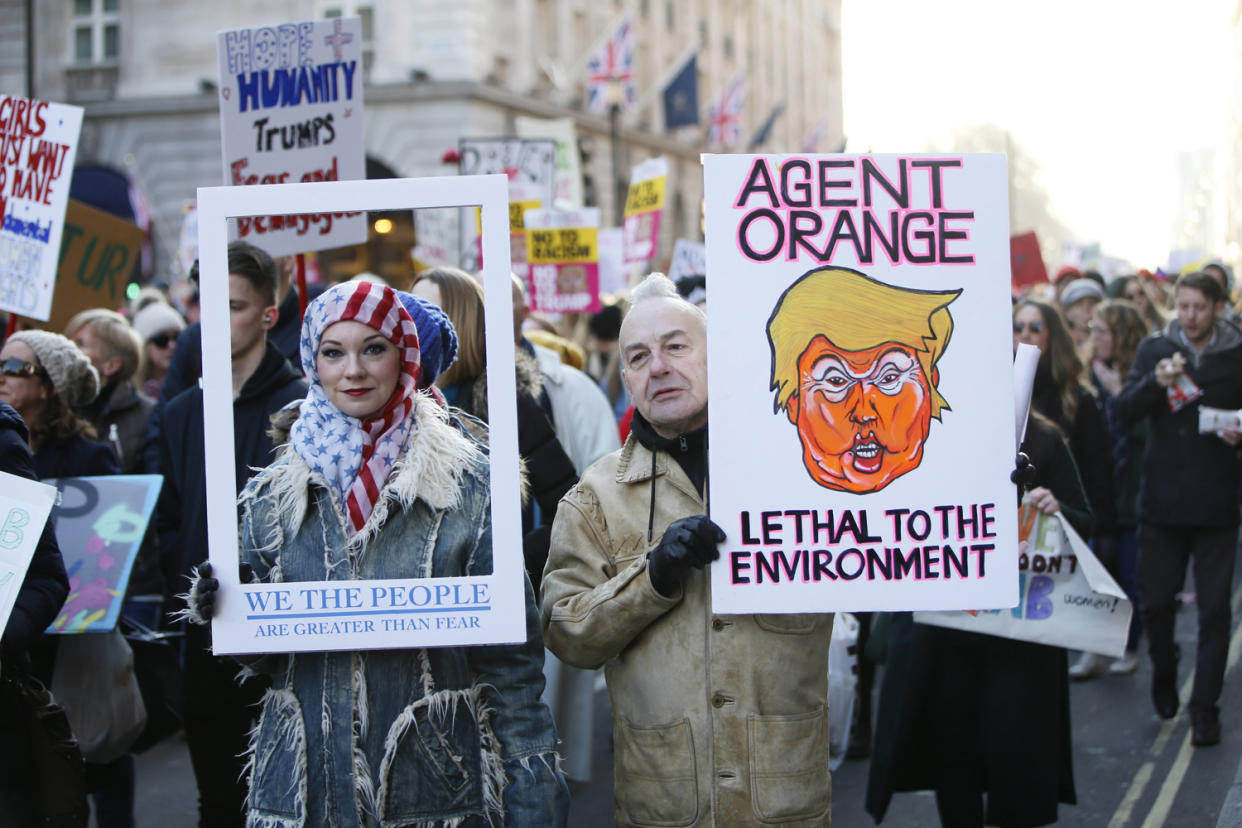 Go, Anywheres: protesters in London on the women's march in January this year: Rex Features