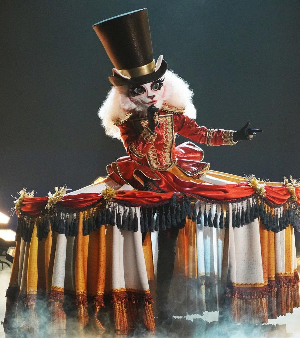 A ringmaster cat costume