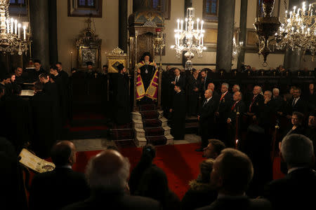 Greek Orthodox Ecumenical Patriarch Bartholomew of Constantinople leads a service at the Patriarchal Cathedral of St. George in Istanbul, Turkey, November 29, 2018. REUTERS/Huseyin Aldemir