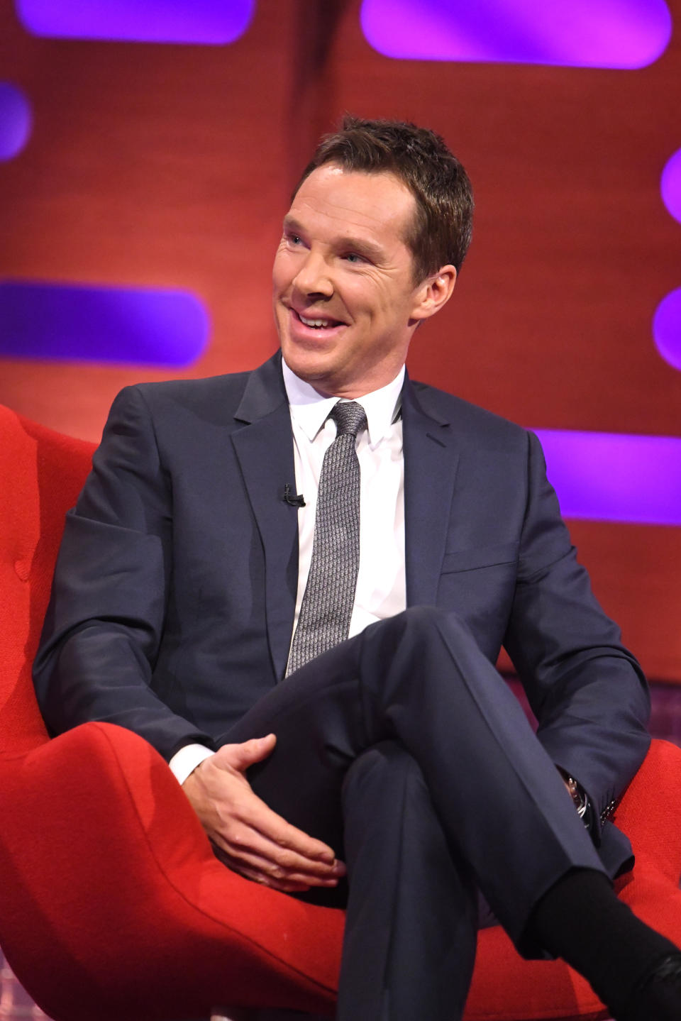 EDITORIAL USE ONLY Benedict Cumberbatch during the filming for the Graham Norton Show at BBC Studioworks 6 Television Centre, Wood Lane, London, to be aired on BBC One on Friday evening.