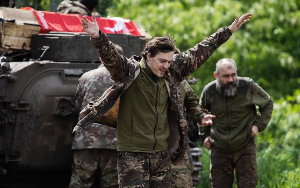 Ukrainian military member reacts after returned from captivity in Donetsk region - Global Images Ukraine/Getty Images Europe