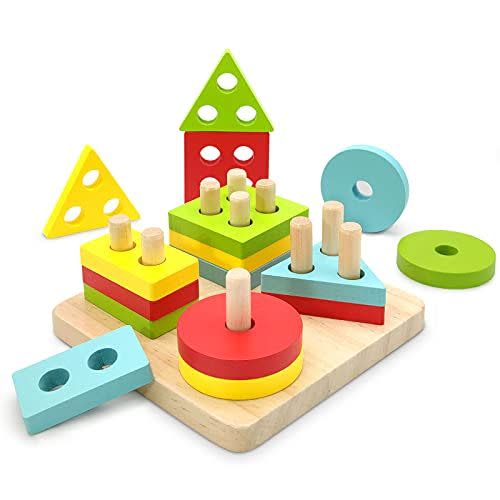 11) Wooden Sorting and Stacking Toy